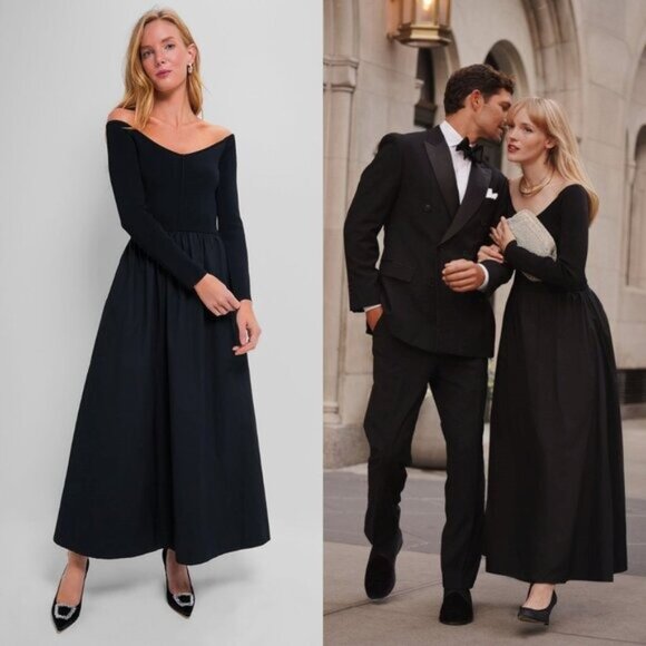 Tuckernuck Dresses & Skirts - Tuckernuck | NEW Black Clea Off-the-shoulder Stretch-knit Maxi Dress Size XS